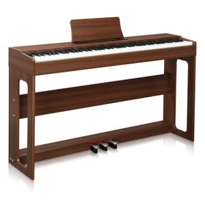 FCH Elektro Klavier Digital E-Piano mit 88 Tasten Hammermechanik 128 Rhythmen，braun