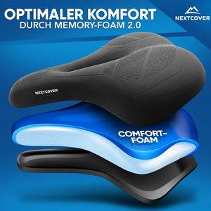 Siodełko rowerowe NEXTCOVER® z pianką Memory-Foam 2.0 i zawieszeniem [Volume-Air] I maksymalny komfort jazdy I ergonomiczne siodełko rowerowe dla kobiet i mężczyzn I wygodne siodełko I rower szosowy, trekkingowy, miejski