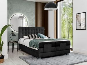 Bett Elektrisches Boxspringbett MARY mit Pocket-Matratze , Bonell-Matratze und Topper - H3 - Dopppelbett ( 160x200 cm , Schwarz - Terra 99 )