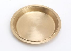 Kerzenteller, Dekoteller Perlrand Messing Gold matt Ø 11 cm