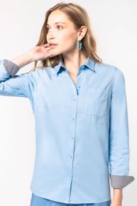 Kariban Langarm-Baumwollhemd für Damen K585 sky blue L