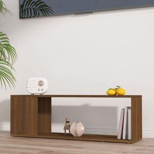 Holz Fernsehschrank Zeitgenössisch - TV-Schrank Braun Eichen-Optik 100x24x32 cm Holzwerkstoff - TV-Möbel, TV Bank Retro(1parcel)