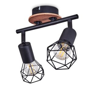 Pissignano »Borio« moderne Deckenlampe aus Metall/Holz in Schwarz/Natur