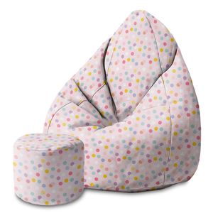 Bean Bag 80x80x120cm Sitzsack mit Lehne und Hocker und Bezug Sitzkissen Boden Chill Sack Bubibag Sitzsack Sitzsack mit Füllung Sitzsack Erwachsene mit Füllung Pastel Confetti Dots