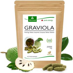 MoriVeda® - Graviola Presslinge 120 x 2000mg Frucht Extrakt 4:1 Vegan, – Sauersack (1x120 Tabs)