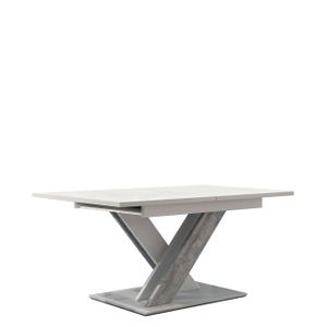 Mirjan24 Esstisch Bronx, Stilvoll Ausziehbar Esszimmertisch, Design Tisch, Esszimmer (Farbe: Weiß / Beton)
