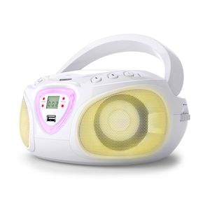Auna Tragbarer Radio mit CD Player & mit USB für Kinder & Erwachsene, 3 W Boombox mit Bluetooth Funktion, AUX/FM Radio Tragbar mit LED-Display, MP3, 5.0 Streaming, CD-Radio mit für Mädchen & Jungen