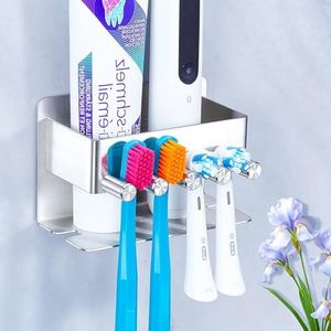 GGQ -Zahnbürstenhalter, Wand, ohne Bohrung, Edelstahl, selbstadhäsiv, Zahnpasta aufbewahren