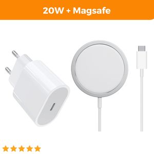 20W USB-C Netzteil + MagSafe Ladegerät - Magnetisches Schnellladen für Apple iPhone 12/13/14 Serie, Wireless Charging Pad, Kabellose Ladekabel