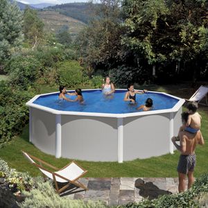 myPOOL Poolset Feeling Grau - Rundform mit Stahlwandbecken Höhe 1,32 m Ø 3,50 x 1,32 m (Gr. 1)