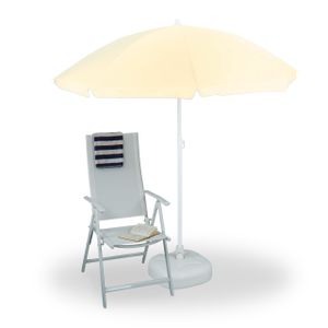 relaxdays Sonnenschirm rund, beige neigbar Ø 180,0 cm