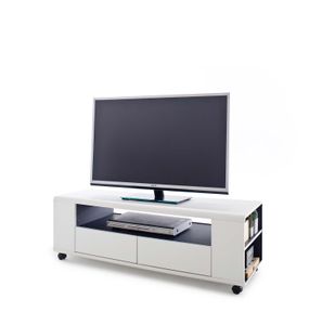 Wohnzimmer: TV-Lowboard "Chelsea" matt weiß und anthrazit (119 x 46 cm)