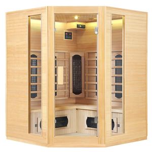 Juskys Infračervená sauna/termální kabina Nyborg E150K s keramikou, deskovým radiátorem a dřevem Hemlock