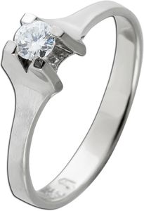 Antiker Diamant Solitär Ring Weißgold 585 14 Karat 1 Diamant Brillanstchliff 0,15ct feines weiß VVS Vintage 1960 17