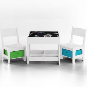 Detská sedacia súprava Baby Vivo s multifunkčným stolom a 2 stoličkami z dreva - Max