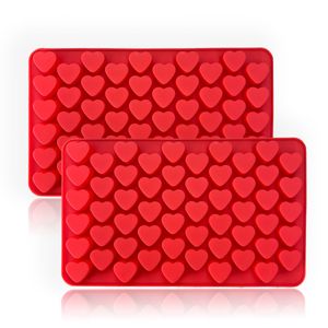 2x Silikon Herz Eiswürfelform für insgesamt 110 Eiswürfel Backform Pralinenform Schokolade Rot Herzchen Eiswürfel