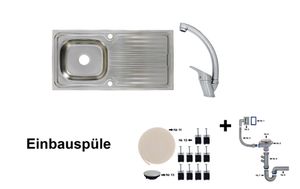 Edelstahl Einbauspüle 100x50 & Mega Armatur Einbauspüle Spüle + Zubehör Spülbecken Küchenspüle