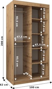 Šatní skříň Abi Bo Barva korpusu: Dub - sonoma, Rozměry: 120 cm, Dveře: Dub - sonoma
