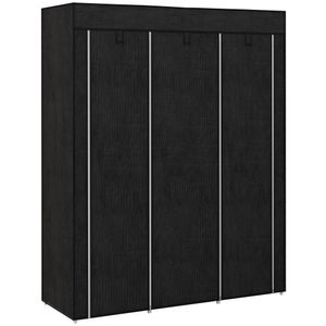 HOMCOM Stoffschrank, Kleiderschrank mit Kleiderstange, 8 Ebenen, Faltschrank, Faltbare Garderobe für Schlafzimmer, Flur, Vliesstoff, Hellgrau, 125 x 43 x 162,5 cm