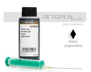 Ink for HP 302, 304 black pigmented with syringe