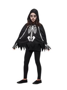 Kinder Kostüm Skelett Umhang Handschuhe Halloween