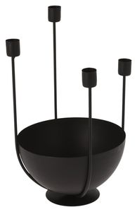 Kerzenständer - Schwarz - Metall - H 31 cm - mit Dekoschale