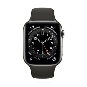 Apple Watch Series 6 Edelstahl 44 mm GPS + Cellular Graphit mit Sportarmband - Schwarz