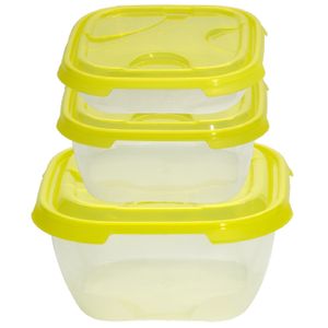3er Packung Frischhaltedose Aufbewahrungsbehälter aus transparentem Kunststoff mit Deckel für Lebensmittel gelb