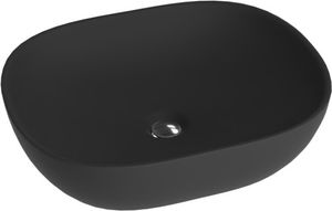 LAVITA Aufsatzwaschtisch Redondo Black| Aufsatzwaschbecken Rechteckig | Waschbecken Ohne Überlauf und Hahnloch | Aus hochwertigem Porzellan | Waschtisch | 46,5x37,5x12 cm | Schwarz Matt