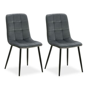 Homestyle4u 2327, Polsterstühle 2er Set Stuhl Samt Grau Esszimmerstühle Polstersessel Sessel Küchenstühle