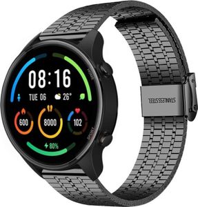 Strap-it Edelstahlarmband - Kompatibel mit Xiaomi Mi Watch Armband Ersatzarmband Edelstahl - Verstellbarer Verschluss - Hochwertiges Material - für Smartwatch 22mm Armband Schwarz