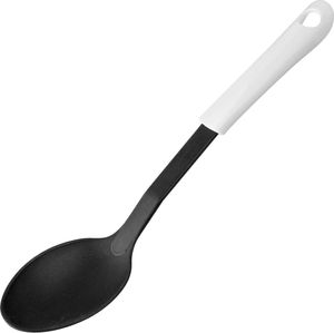Fackelmann Servierlöffel 32 cm ARCADALINA, Vorlegelöffel mit praktischem Griff, Servierkelle mit Funktionsteil aus Kunststoff für beschichtete Töpfe und Pfannen Farbe: Schwarz/Weiß)