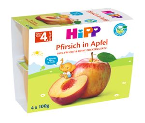 HiPP Früchte im Becher Pfirsich in Apfel, 4x100g HiPP Früchte im Becher Pfirsich in Apfel, 4x100g