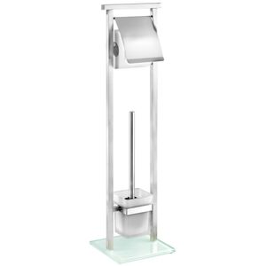 WENKO Stand WC-Garnitur Debar aus rostfreiem Edelstahl 18 x 73 x 18 cm