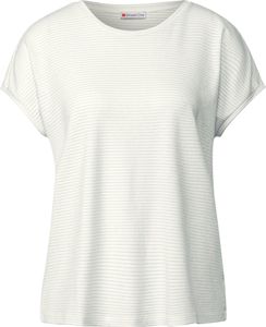 Street One Rundhalsshirt 'Shirt mit Glitzerstreifen', A323683, off white, Gr. 40