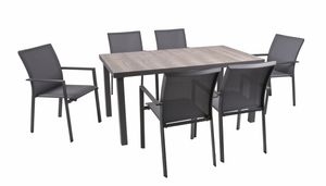 Tischgruppe RANA Set 02, 7-tlg. | 1 × Tisch 305395 | 6 × Stapelstuhl 305396