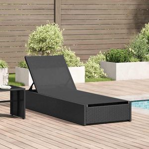 Sonnenliege Schwarz 60 x 200 x 27 cm aus Poly-Rattan