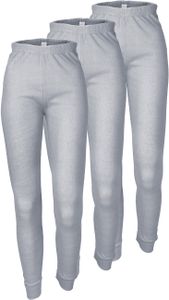 Damen Thermo Unterhosen Set | 3 lange Unterhosen | Funktionsunterhosen | Thermounterhosen 3er Pack - Grau - XL
