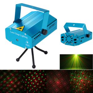 Mini Rot & Green LED Laser Projektor Buehnenbeleuchtung Effekt Muster Sprachsteuerung Voice-activated DJ Disco Xmas Party Club leichte Anpassung mit Stativ AC110-240V