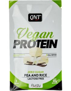 QNT Vegan Protein 20 g Vanillemakrone / Protein Proben / Für Veganer und Vegetarier geeignetes Eiweißpulver mit hochwertigem Proteingehalt
