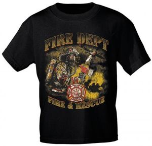 T-Shirt mit Print - Feuerwehr - 10588 - versch. Farben zur Wahl - Gr. S-2XL Color - schwarz Größe - L