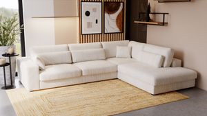 GRAINGOLD Ecksofa Disney - Polsterecke -  L-Form Sofa, Polstergarnitur, Eckcouch vom Hersteller, Eckcouch in Beige - (Lincoln 03, Seite: Rechts)