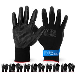 toolmate® 10 Paar Premium Arbeitshandschuhe Einheitsgröße 7-11 - Gartenhandschuhe - work gloves - EN388 grau
