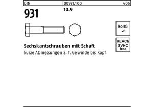 Sechskantschraube DIN 931 m.Schaft M 10 x 120 10.9