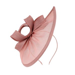 Eleganter Fascinator-Hut mit Schleifendekor und Haarreifen, süß, edel, dekorativ, Anti-Fall, Retro-Flachsimitat, Braut-Pillbox-Hut, Haarschmuck, Rosa