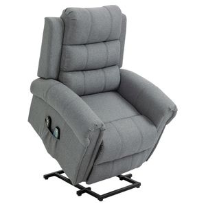 HOMCOM elektrischer Aufstehsessel Massagesessel mit Wärmefunktion Sessel mit Aufstehhilfe relaxsessel mit Fernbedienung Leinen Grau 90 x 91 x 106 cm