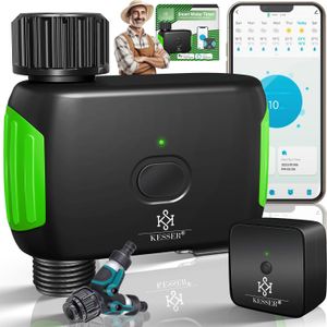 KESSER® Bewässerungssteuerung mit WLAN Wifi | Bewässerungscomputer für Garten & Balkon | Bewässerungssystem mit Zeitschaltuhr | Automatische Bewässerung App & Sprachsteuerung 20 Zeit-Pläne