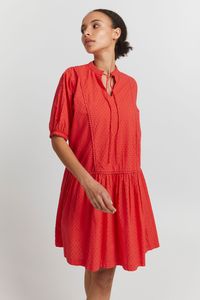 Ichi IHFALAN DR Damen Freizeitkleid Kleid mit Schlüsselloch-Ausschnitt in A-Linie aus 100% Baumwolle