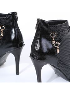 ABTEL Stiefeletten Damen Reißverschluss-Knöchelstiefel mit spitzen Zögern kurze Stiefel nicht schlupfhaften Mittelstiefel,Farbe:Helles Schwarz,EU-Größe:34