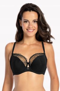 Gaia - Bh 1059 - URSULA Bügel-BH Damen Semi Soft vollschalen gepolstert Tüll Sexy - Schwarz - 95B